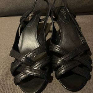 Cole Haan 7 Black Criss Cross Sandals Nike Air Comfort Rubber Soles Leather